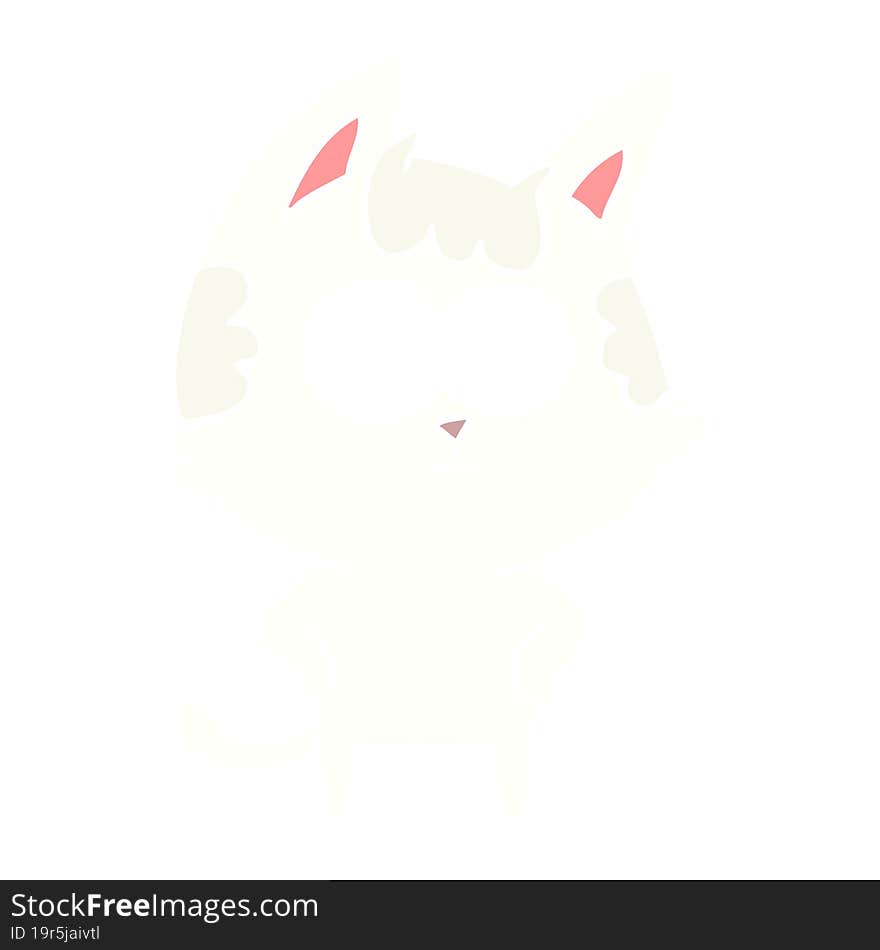 happy flat color style cartoon cat