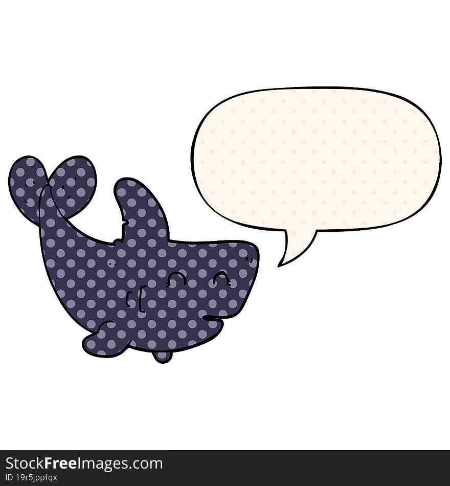 cartoon shark and speech bubble in comic book style