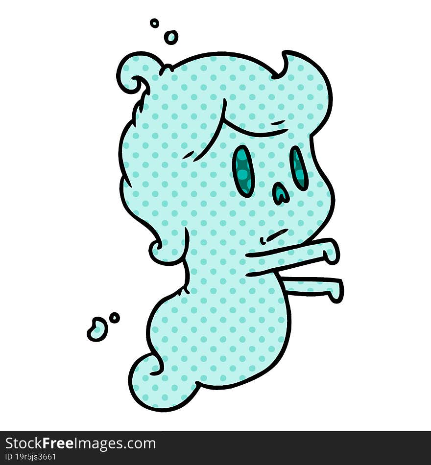 cartoon illustration of a kawaii cute ghost. cartoon illustration of a kawaii cute ghost