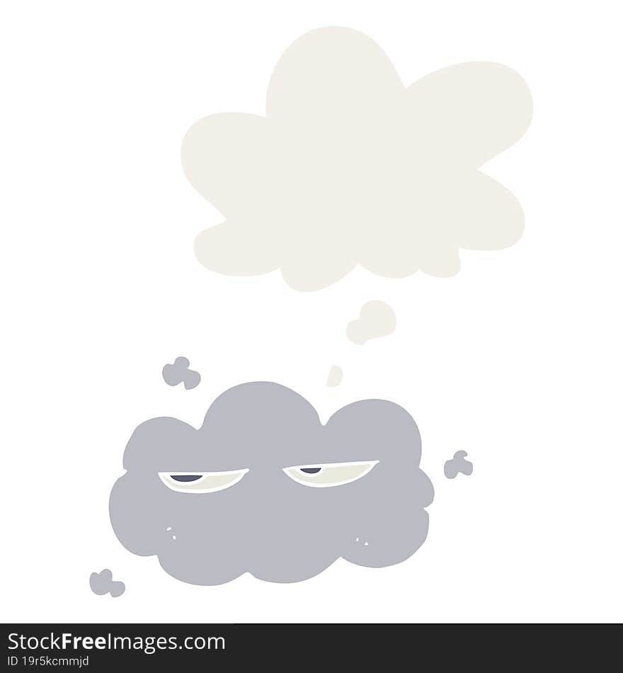 cute cartoon cloud and thought bubble in retro style