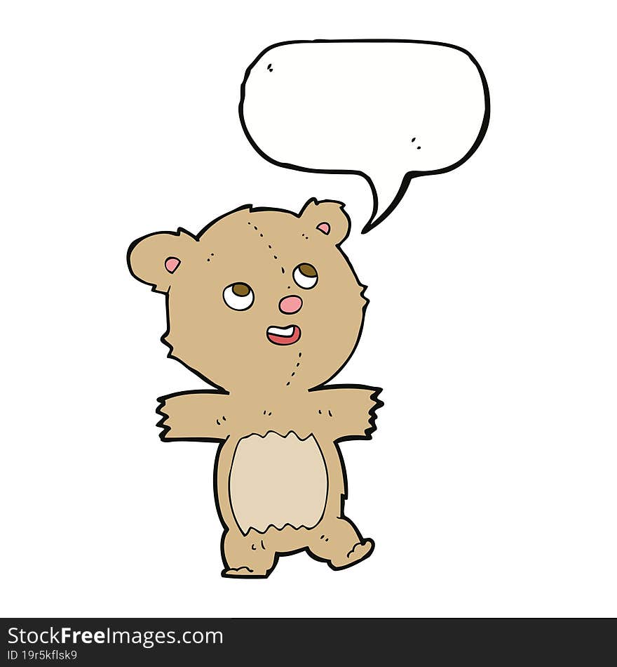 Cartoon Teddy Bear With Speech Bubble