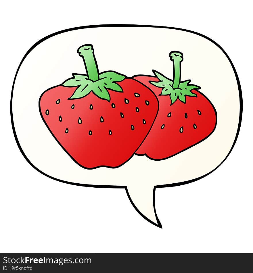 cartoon strawberry and speech bubble in smooth gradient style