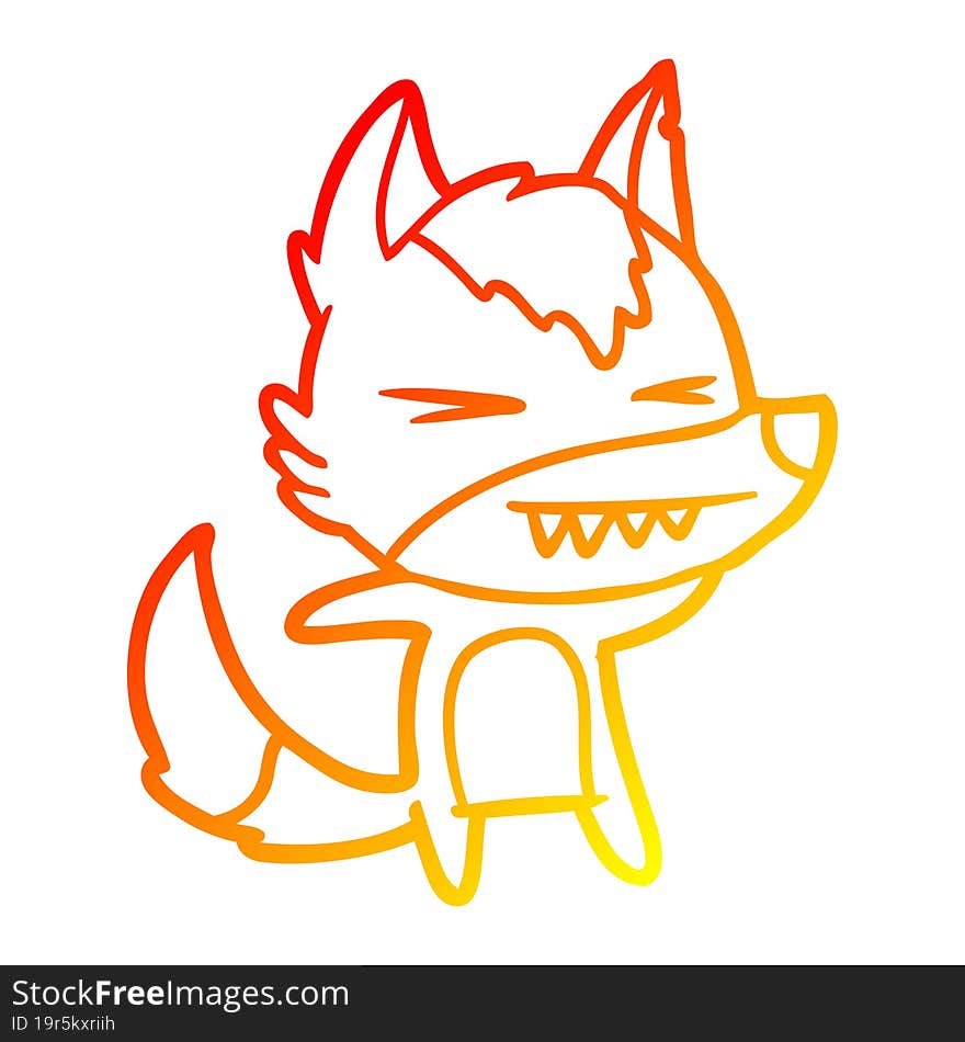 Warm Gradient Line Drawing Angry Wolf Cartoon