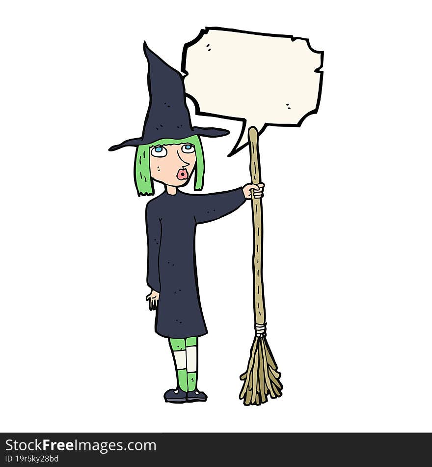 cartoon witch with speech bubble