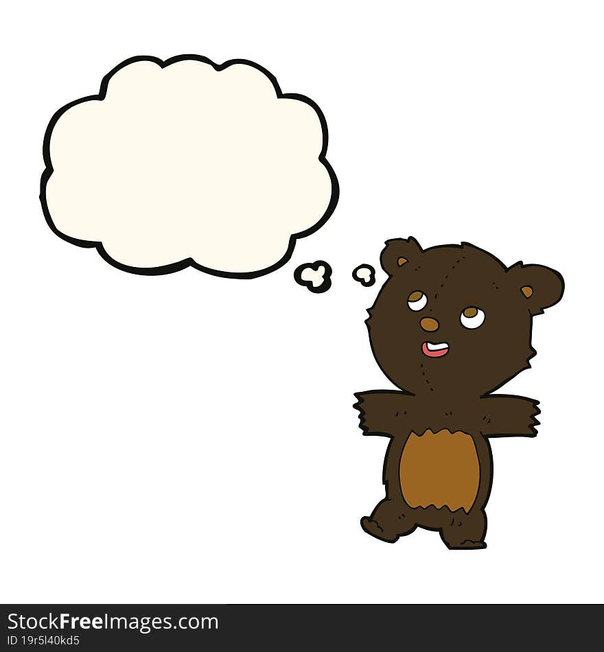 cartoon black bear with thought bubble