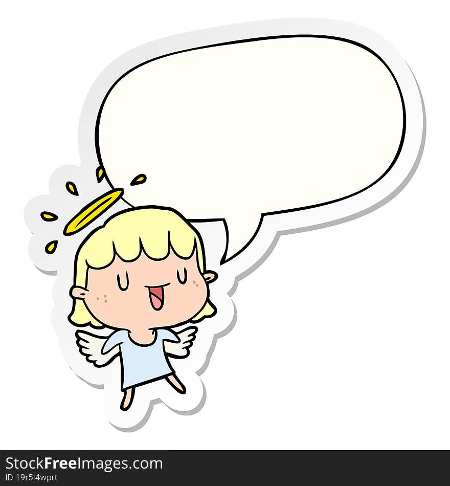 cute cartoon angel and speech bubble sticker