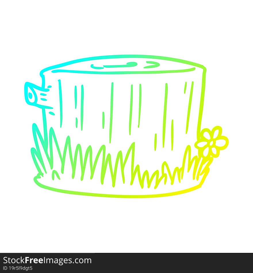 cold gradient line drawing cartoon tree stump