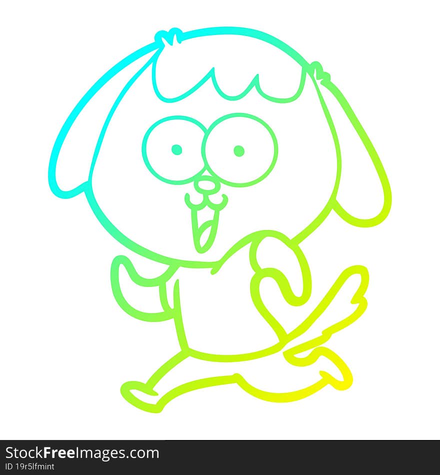 Cold Gradient Line Drawing Cute Cartoon Dog