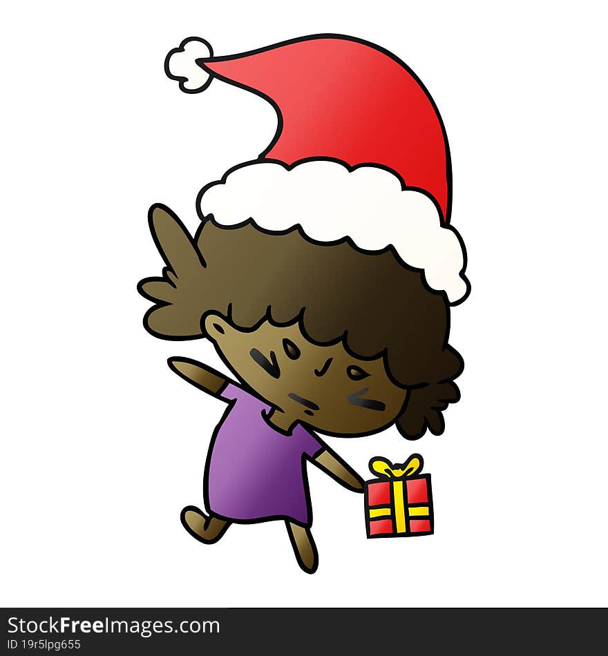 Christmas Gradient Cartoon Of Kawaii Girl