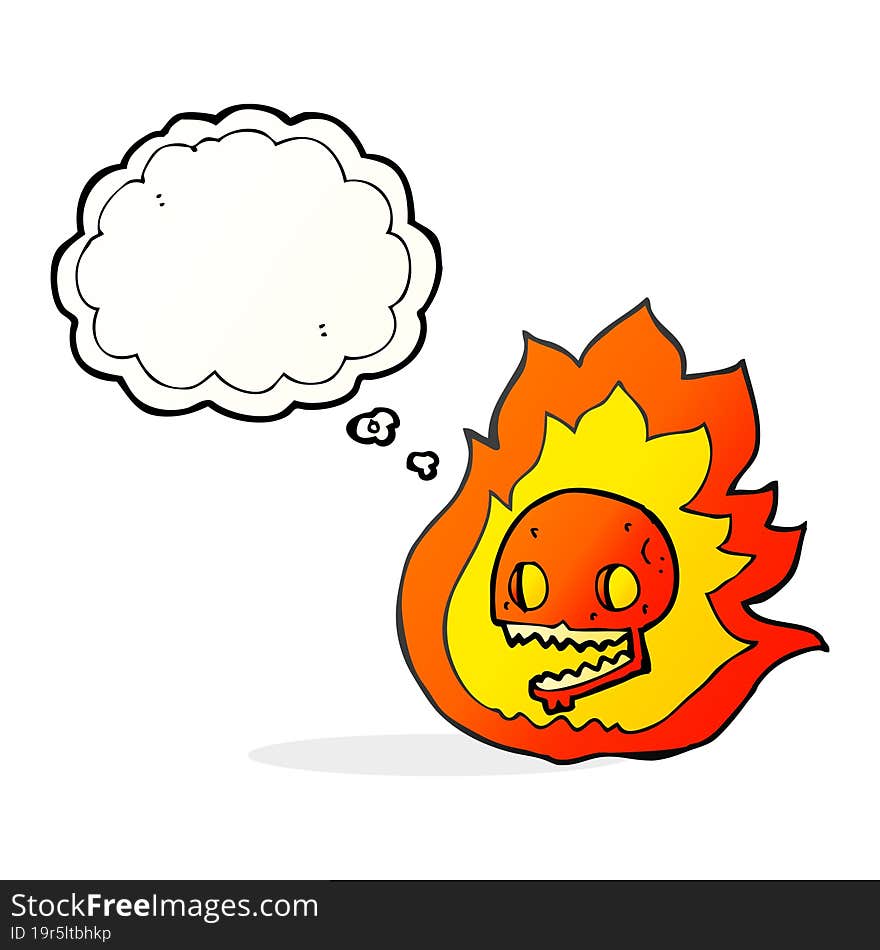 thought bubble cartoon burning skull