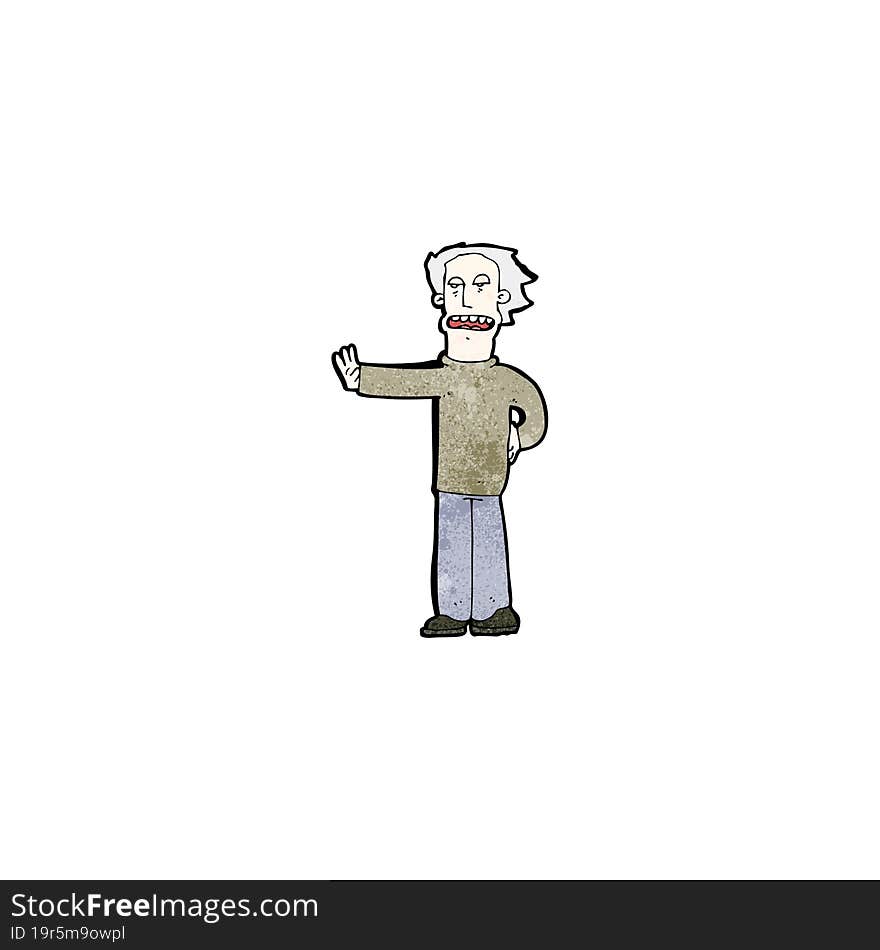 cartoon man gesturing to stop