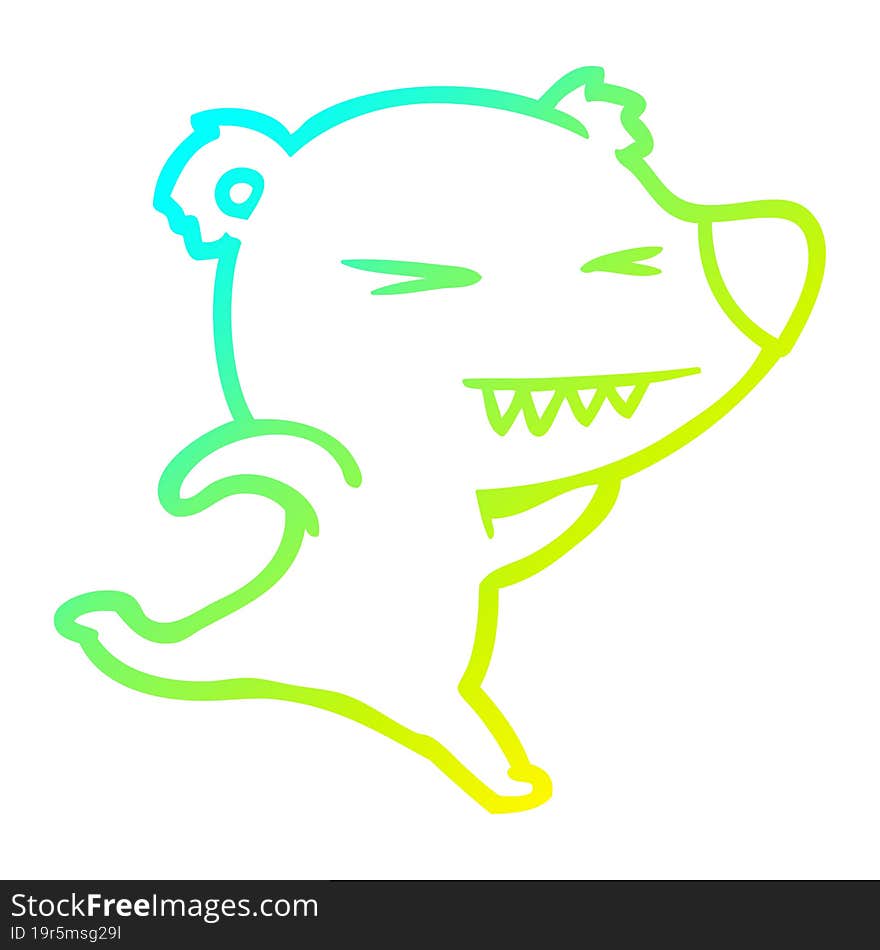 Cold Gradient Line Drawing Running Polar Bear Cartoon