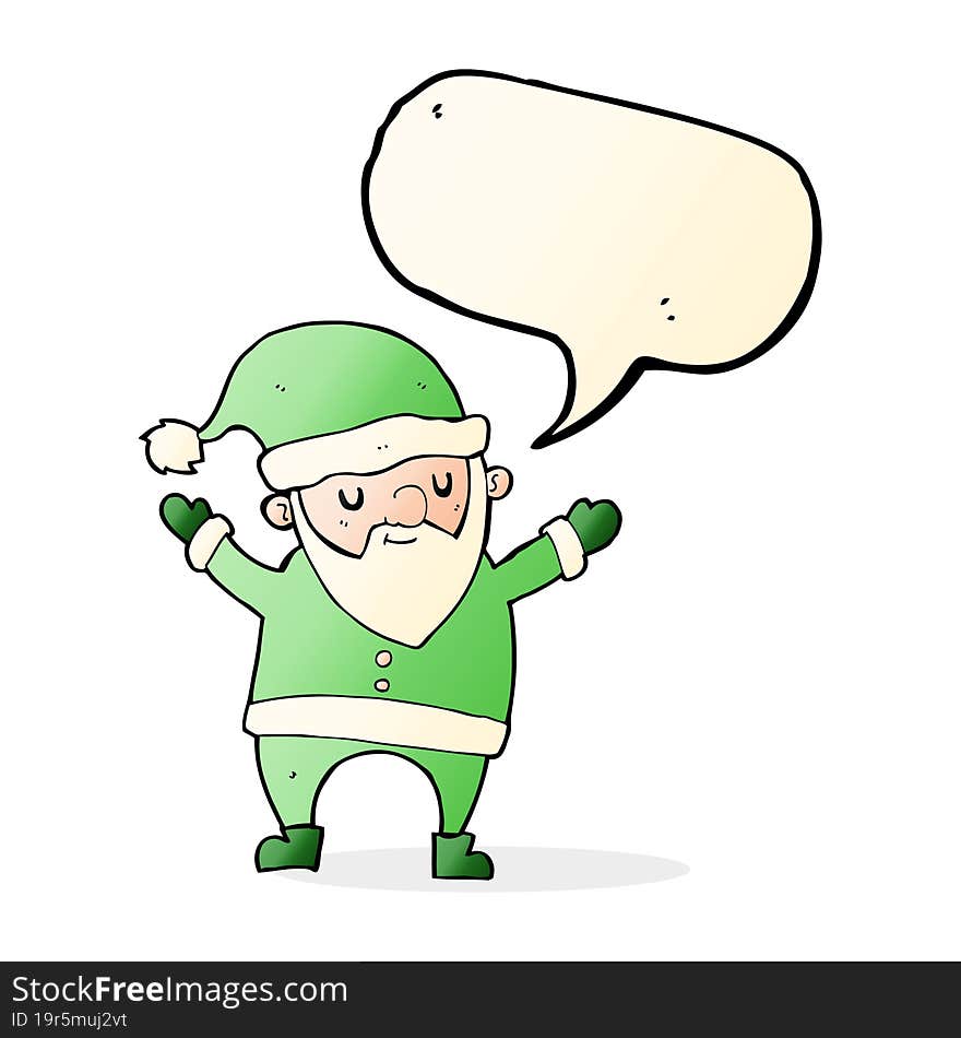 Cartoon Dancing Santa With Speech Bubble