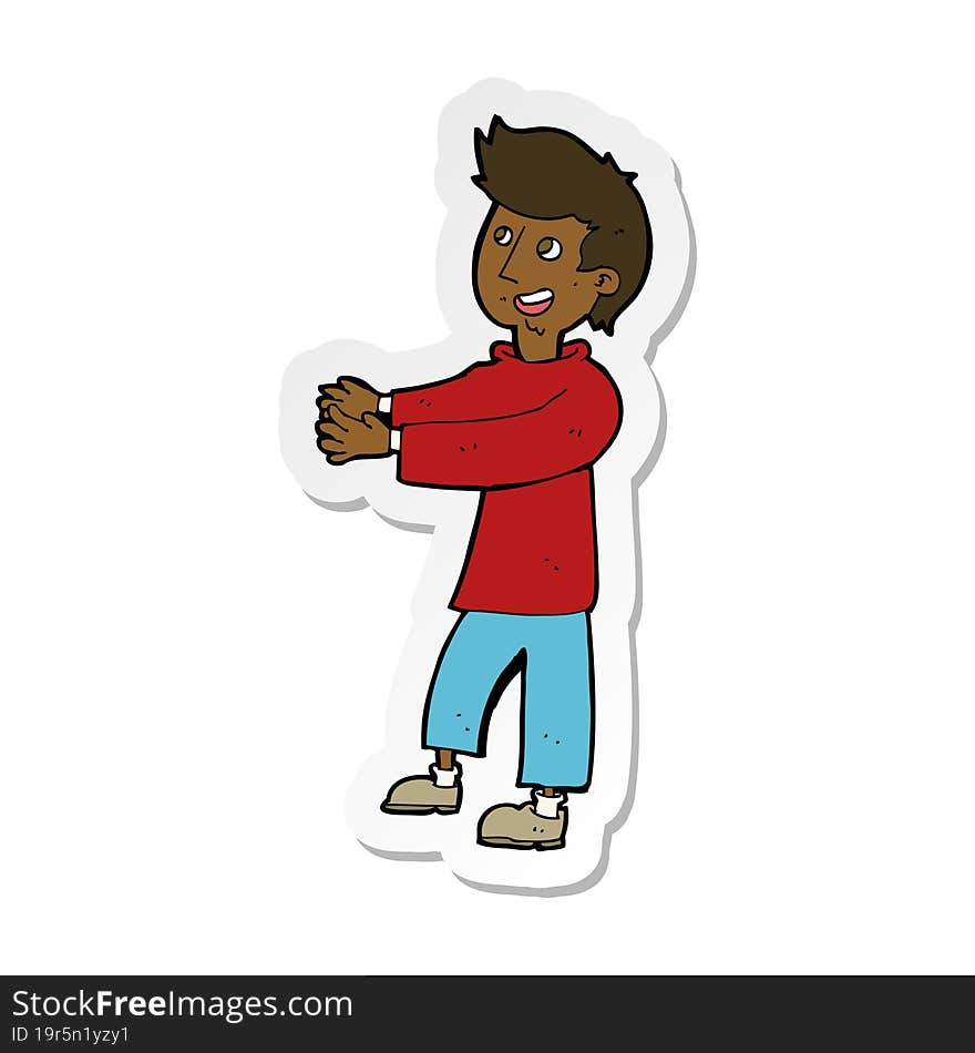 sticker of a cartoon happy man