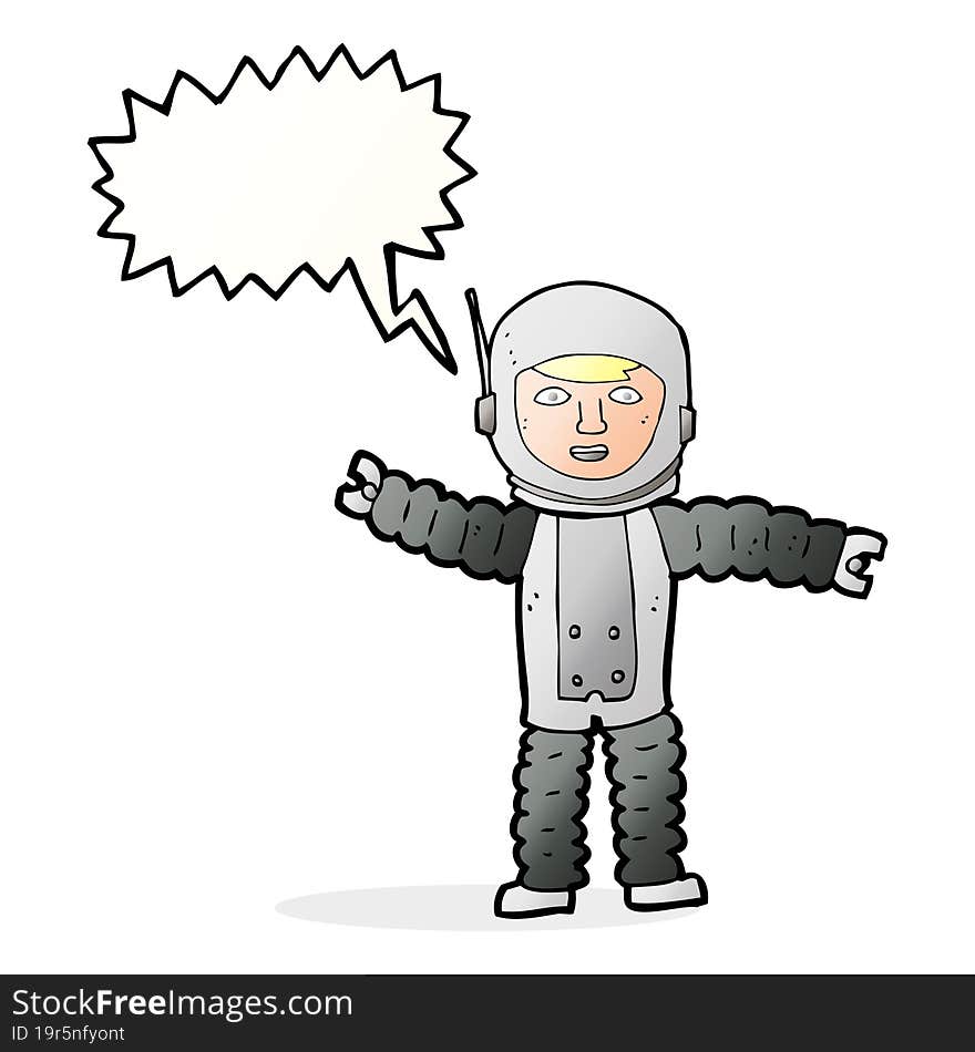 Cartoon Astronaut With Speech Bubble