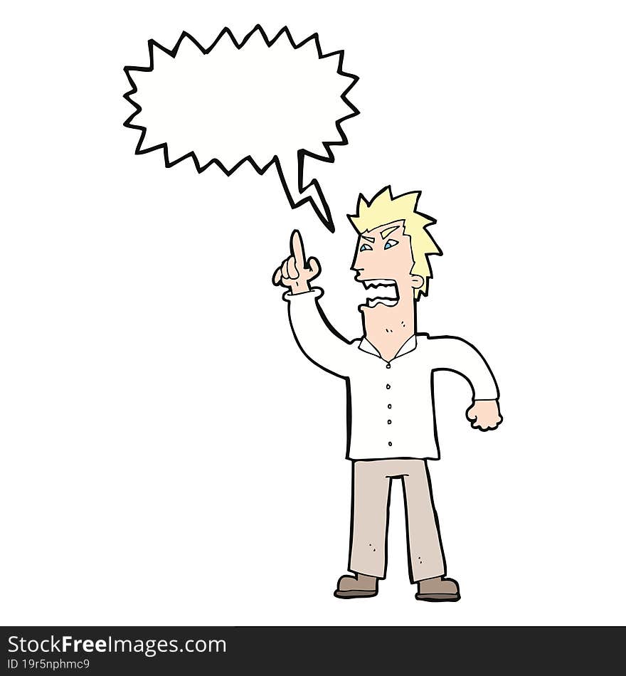 Cartoon Angry Man Making Point With Speech Bubble