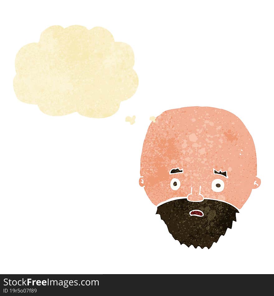 cartoon shocked man with beard with thought bubble