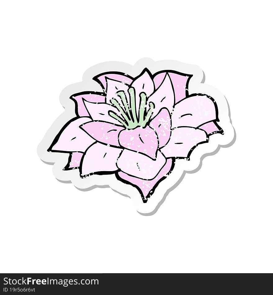 Retro Distressed Sticker Of A Cartoon Flower