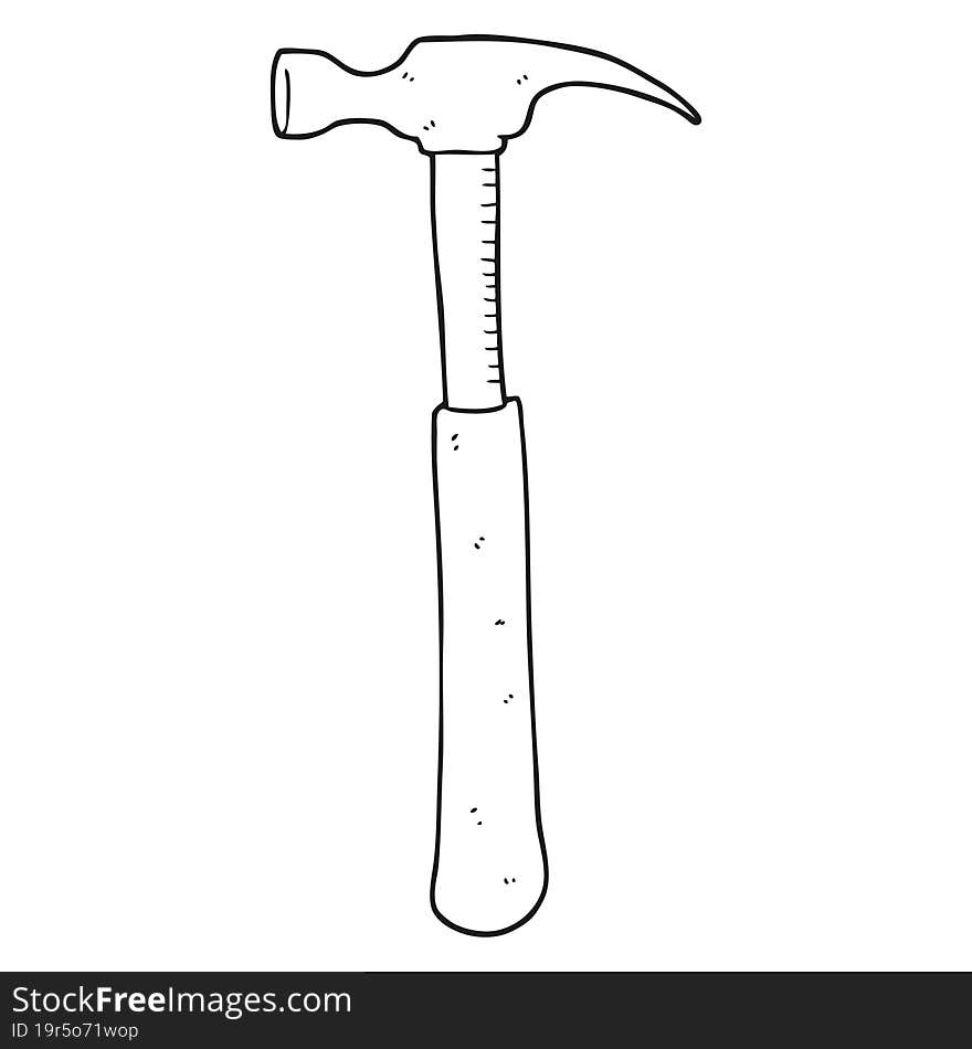 freehand drawn black and white cartoon hammer