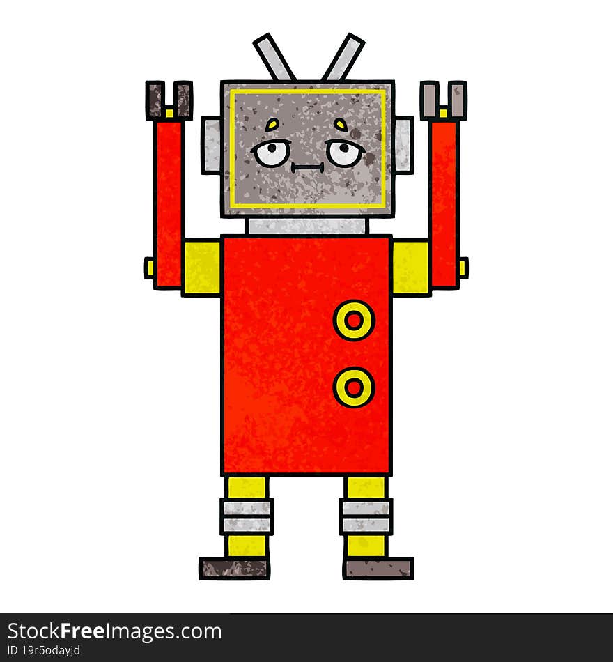 retro grunge texture cartoon of a robot