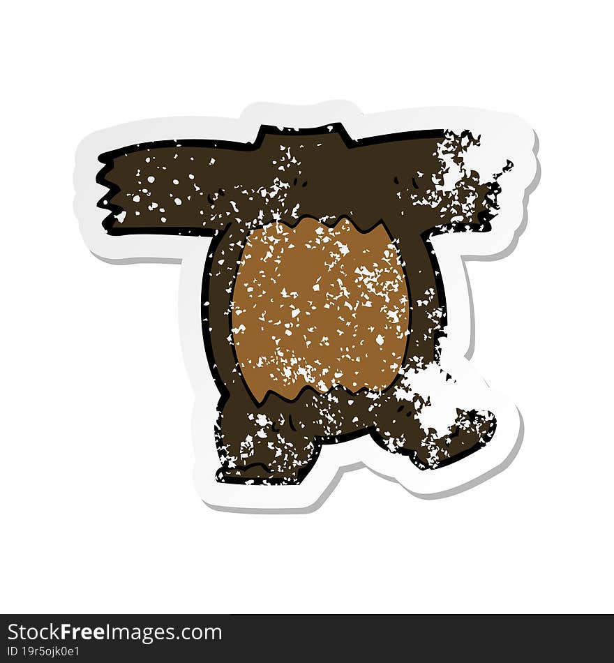 retro distressed sticker of a cartoon black bear body (mix and match cartoons