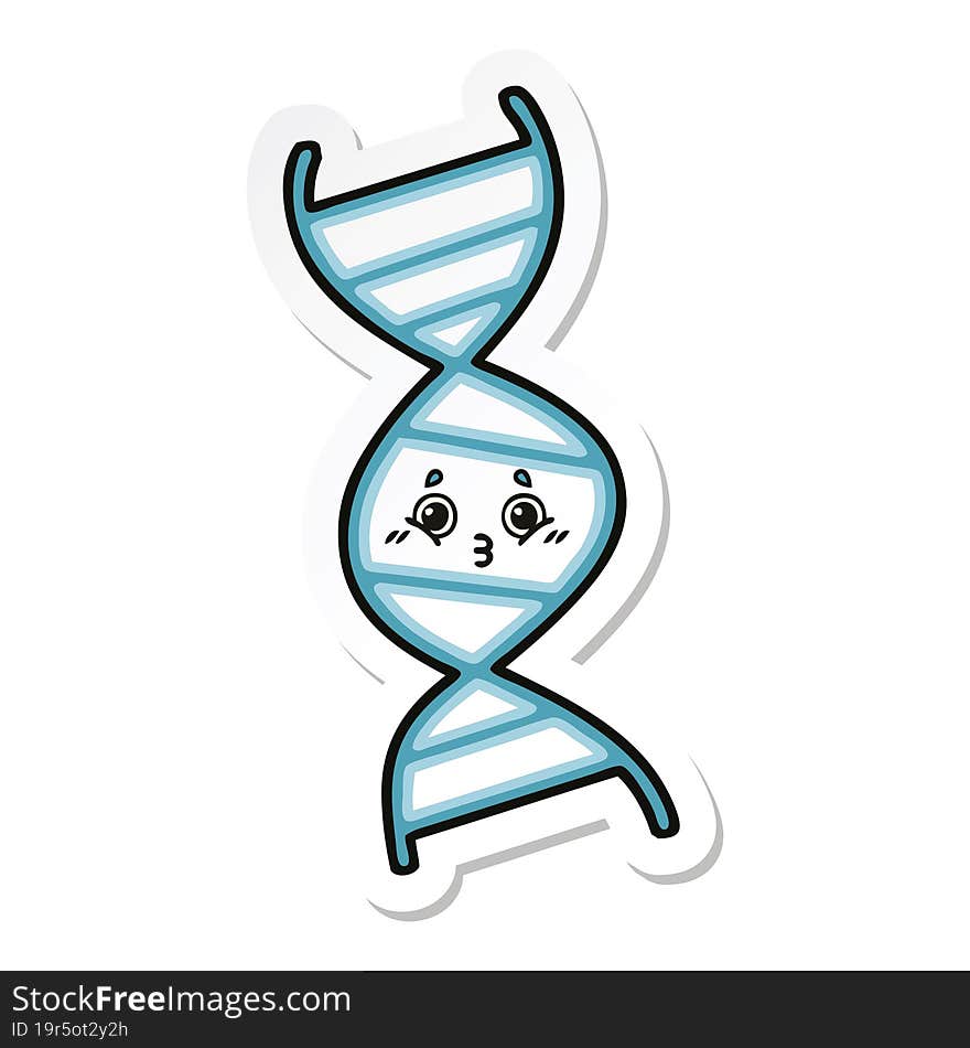 sticker of a cute cartoon DNA strand