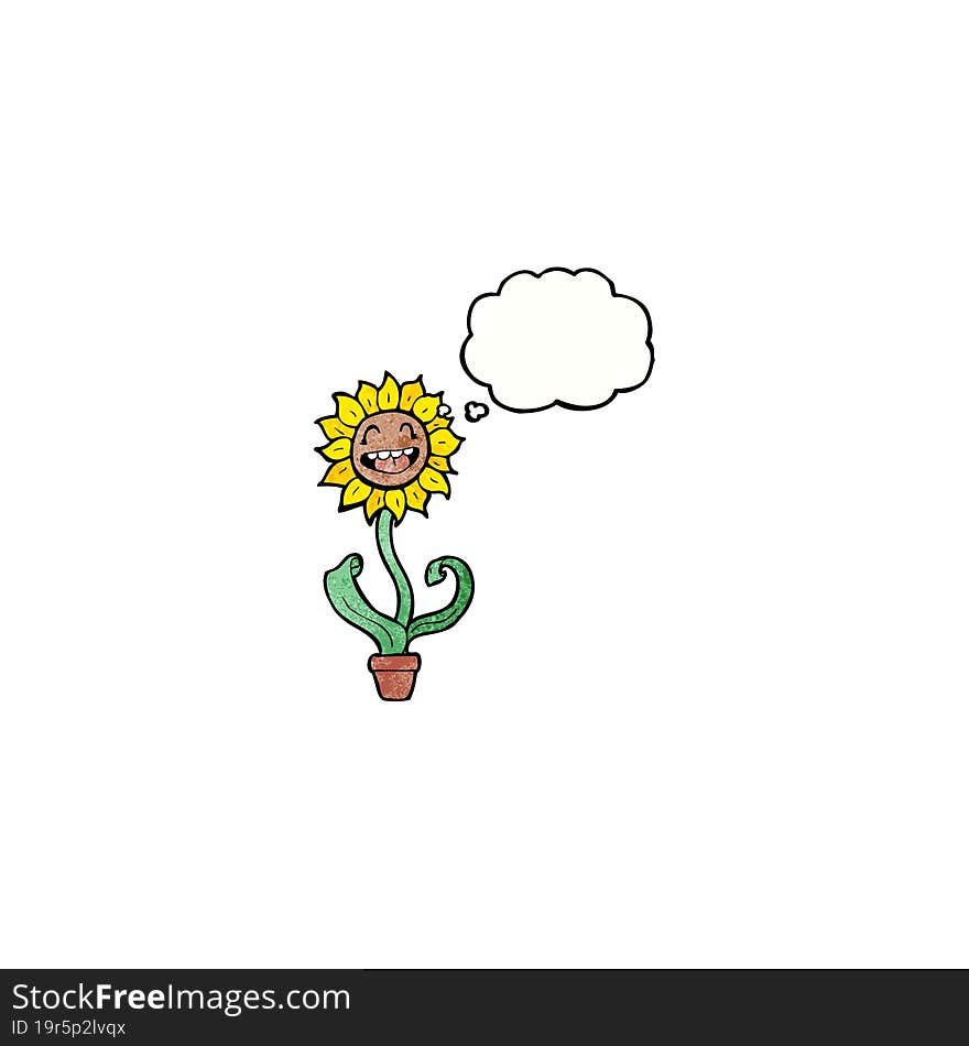 Cartoon Sunflower With Thought Bubble