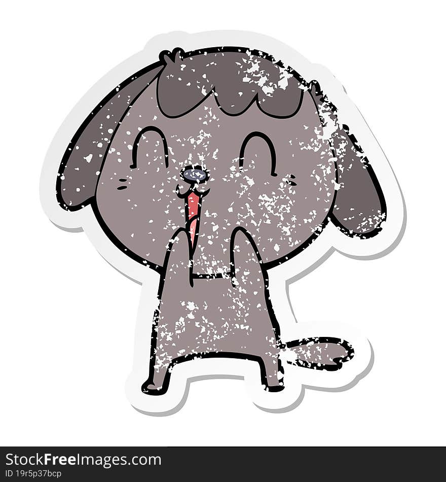 Distressed Sticker Of A Cute Cartoon Dog