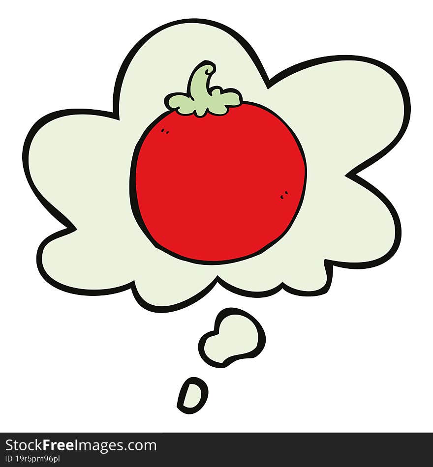 Cartoon Tomato And Thought Bubble