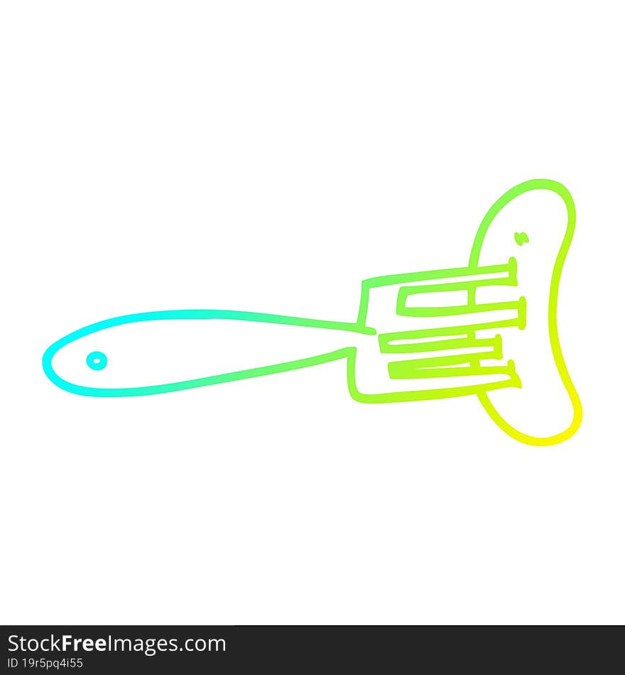 cold gradient line drawing cartoon sausage on fork