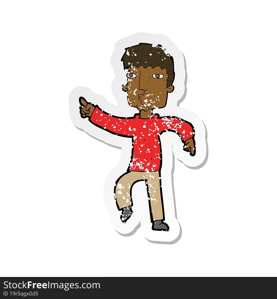 retro distressed sticker of a cartoon dancing man