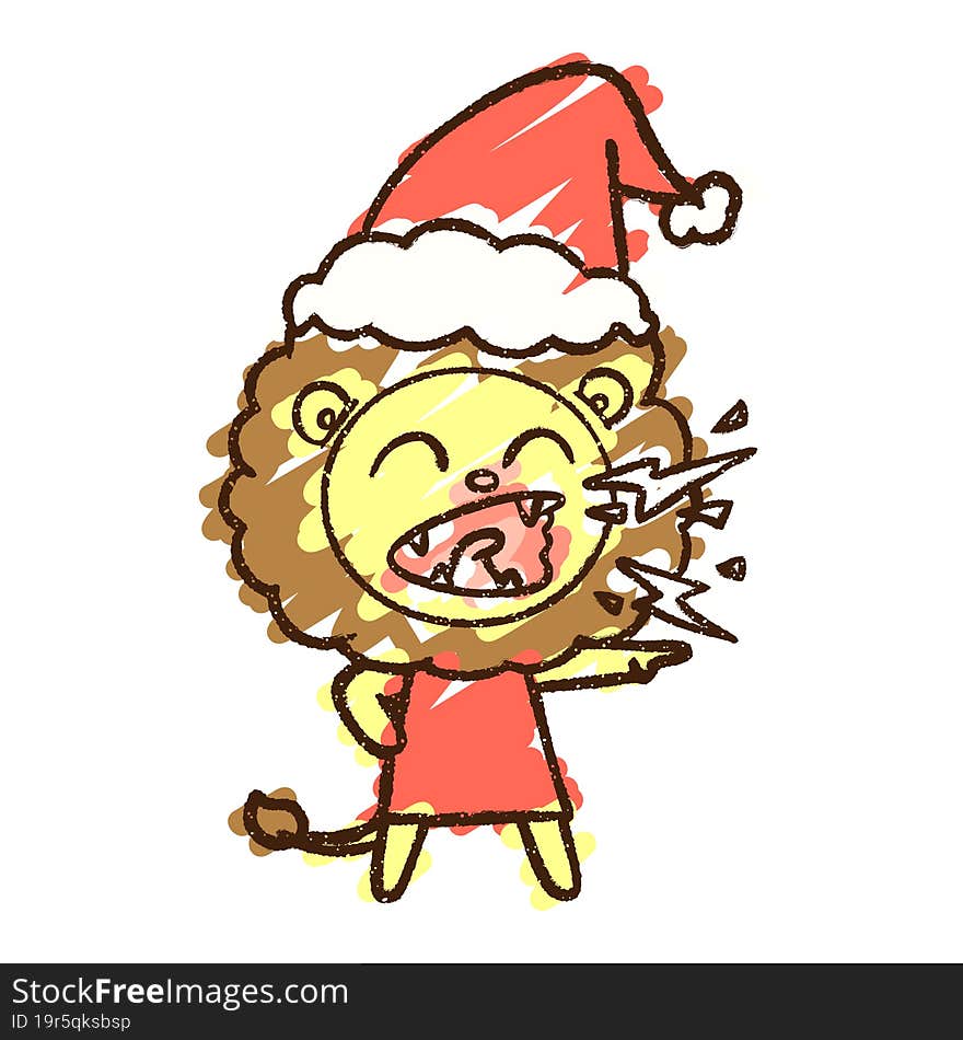 Festive Lion Chalk Drawing