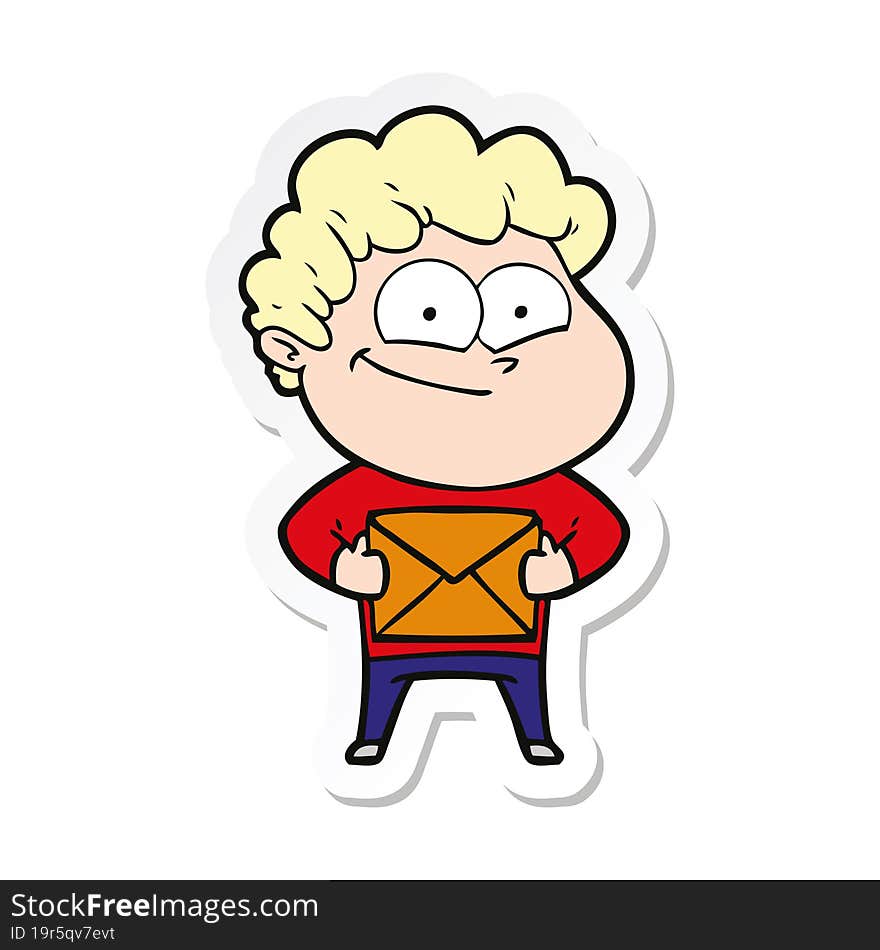 sticker of a cartoon happy man