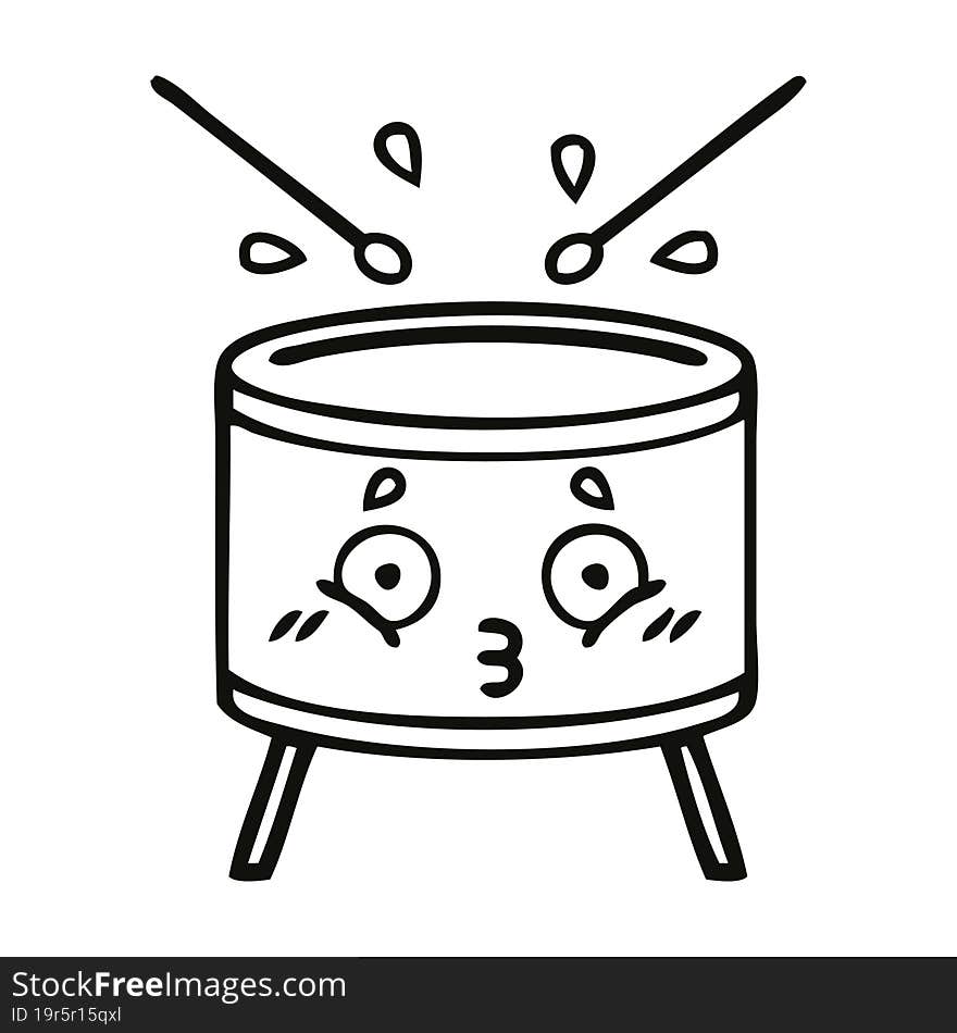 line drawing cartoon drum