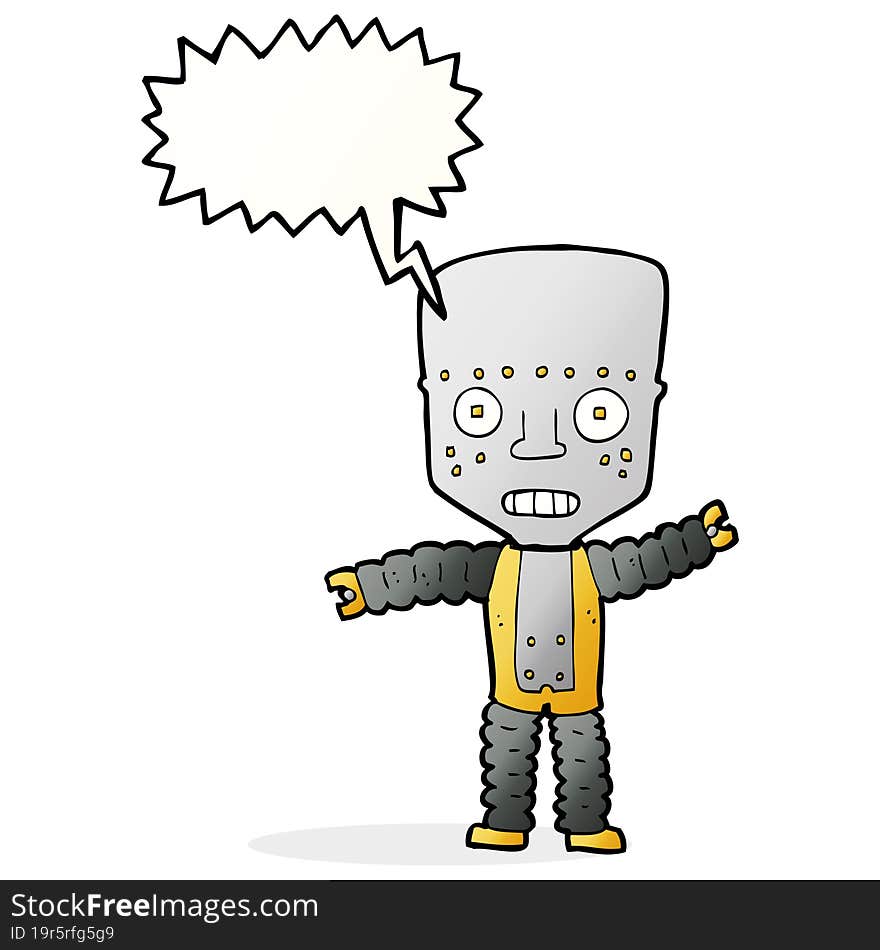 cartoon robot with speech bubble