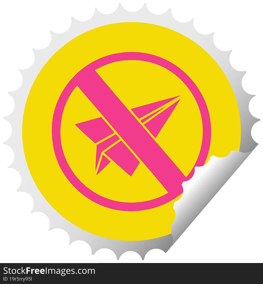 circular peeling sticker cartoon no paper aeroplanes allowed