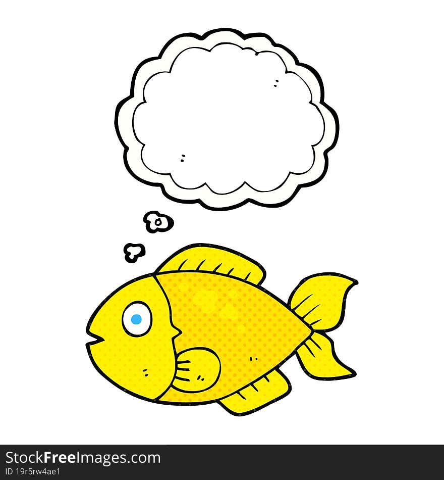 freehand drawn thought bubble cartoon fish