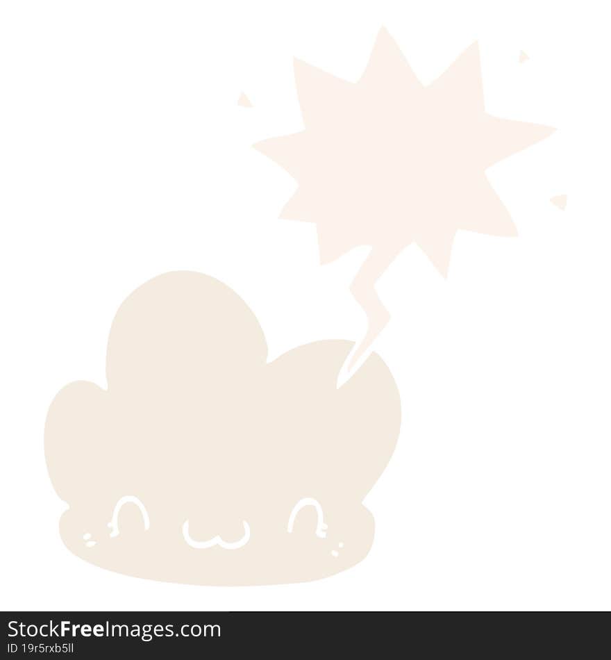 cartoon cloud and speech bubble in retro style