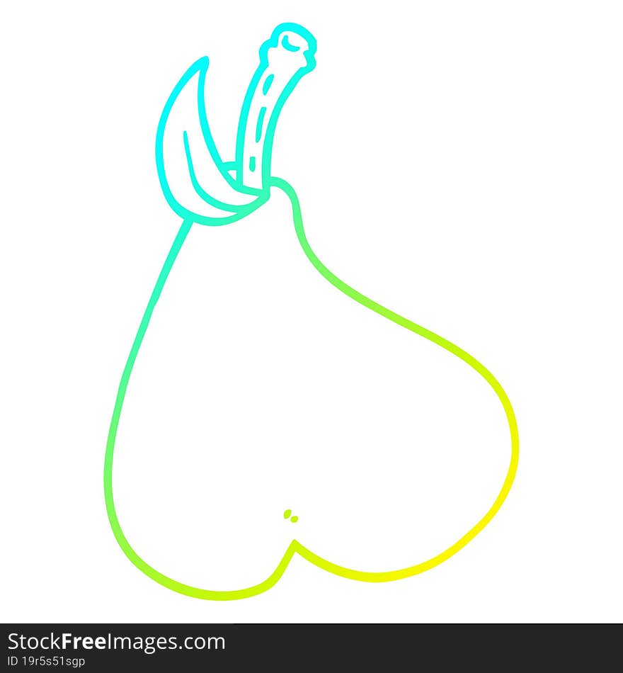 cold gradient line drawing cartoon pear