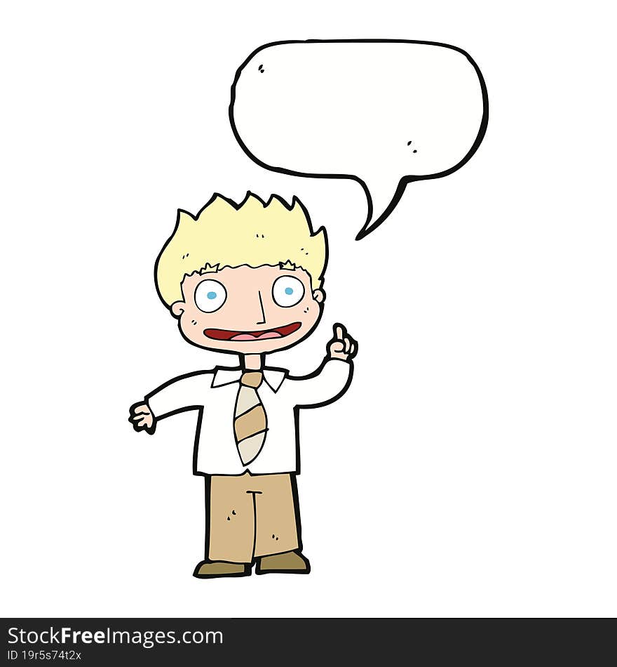 Cartoon Man With Idea With Speech Bubble