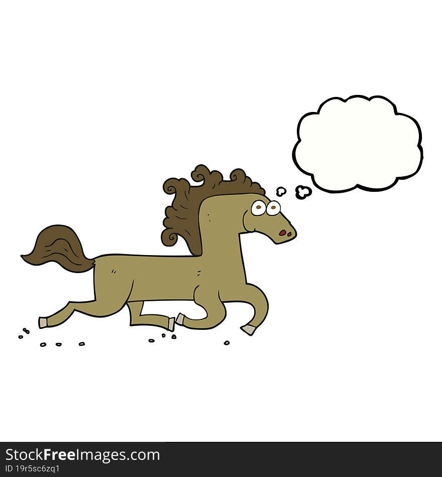 Thought Bubble Cartoon Running Horse