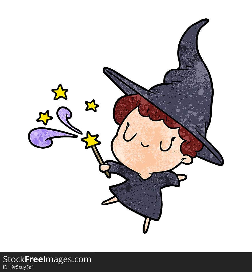 cute cartoon witch casting spell. cute cartoon witch casting spell