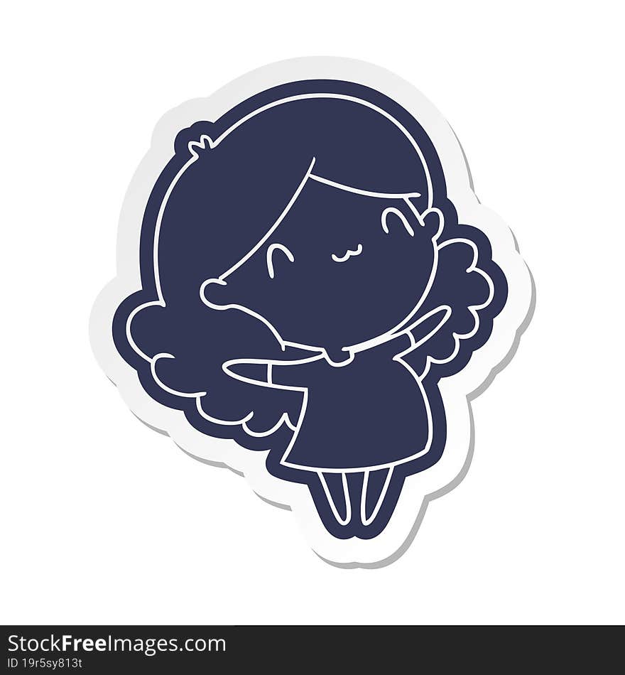 Cartoon Sticker Of A Cute Kawaii Girl