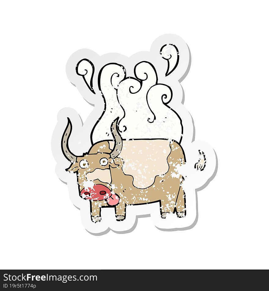 Retro Distressed Sticker Of A Cartoon Bull