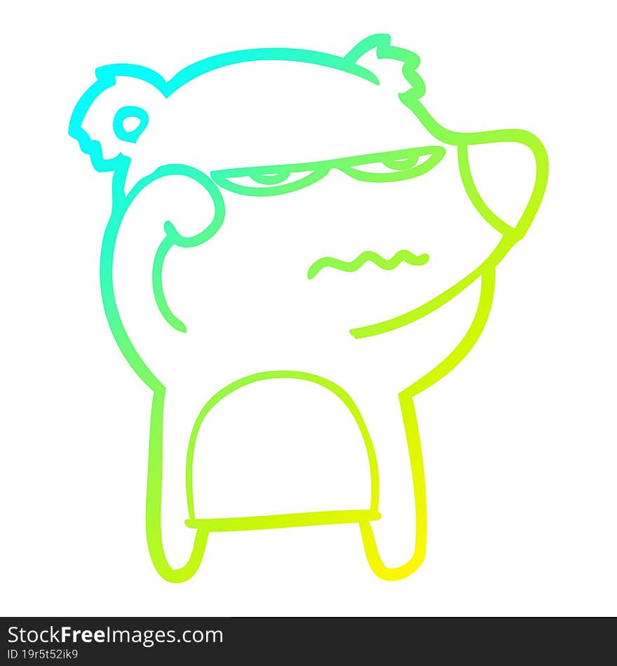 cold gradient line drawing angry bear polar cartoon