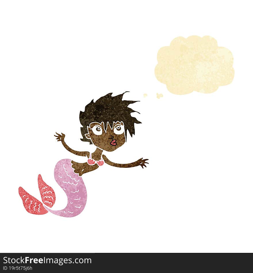 cartoon mermaid with thought bubble