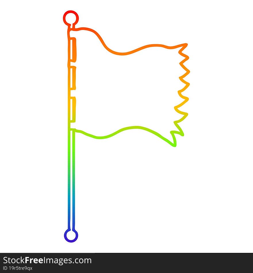 rainbow gradient line drawing cartoon waving flag