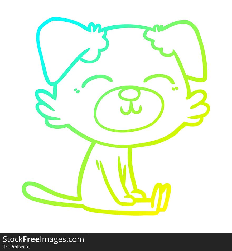 cold gradient line drawing of a cartoon dog