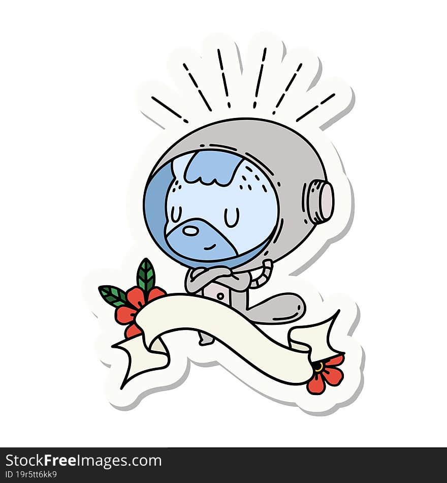 Sticker Of Tattoo Style Animal In Astronaut Suit