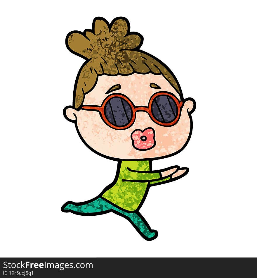 cartoon woman wearing sunglasses. cartoon woman wearing sunglasses